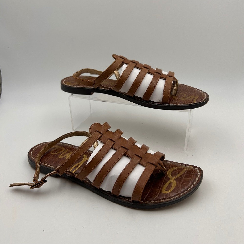 Sam Edelman Garland Sandals Women 9.5 Brown Strappy Gladiator Boho Summer Flat